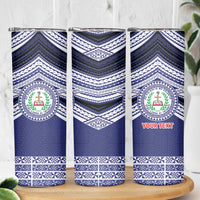 Personalised Tonga Sia'atoutai Theological College Skinny Tumbler Polynesian Ngatu Tribal