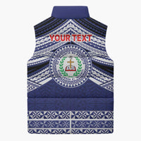 Personalised Tonga Sia'atoutai Theological College Sleeveless Puffer Jacket Polynesian Ngatu Tribal - Polynesian Pride