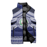 Personalised Tonga Sia'atoutai Theological College Sleeveless Puffer Jacket Polynesian Ngatu Tribal - Polynesian Pride
