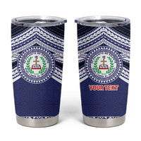 Personalised Tonga Sia'atoutai Theological College Tumbler Cup Polynesian Ngatu Tribal LT9 Blue - Polynesian Pride