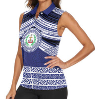 Personalised Tonga Sia'atoutai Theological College Women Sleeveless Polo Shirt Polynesian Ngatu Tribal