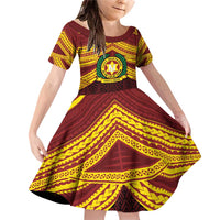 Personalised Tonga Vava'u High School Family Matching Off Shoulder Short Dress and Hawaiian Shirt Polynesian Ngatu Tribal