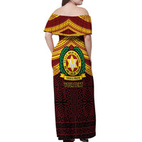 Personalised Tonga Vava'u High School Off Shoulder Maxi Dress Polynesian Ngatu Tribal