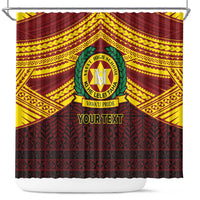 Personalised Tonga Vava'u High School Shower Curtain Polynesian Ngatu Tribal
