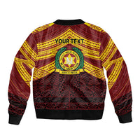 Personalised Tonga Vava'u High School Sleeve Zip Bomber Jacket Polynesian Ngatu Tribal