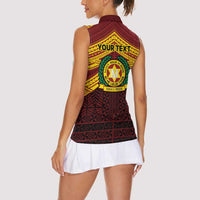 Personalised Tonga Vava'u High School Women Sleeveless Polo Shirt Polynesian Ngatu Tribal