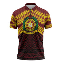 Personalised Tonga Vava'u High School Zipper Polo Shirt Polynesian Ngatu Tribal - Polynesian Pride