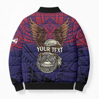 American Samoa Brave Eagle Personalized Bomber Puffer Jacket National Flag Color - Polynesian Pride
