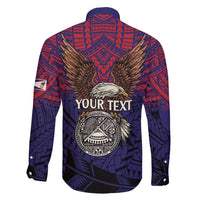 American Samoa Brave Eagle Personalized Family Matching Long Sleeve Bodycon Dress and Hawaiian Shirt National Flag Color