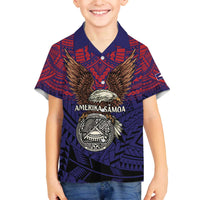 American Samoa Brave Eagle Personalized Family Matching Off The Shoulder Long Sleeve Dress and Hawaiian Shirt National Flag Color