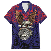 American Samoa Brave Eagle Personalized Family Matching Off Shoulder Short Dress and Hawaiian Shirt National Flag Color