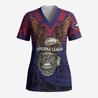 American Samoa Brave Eagle Personalized Scrub Top National Flag Color - Polynesian Pride