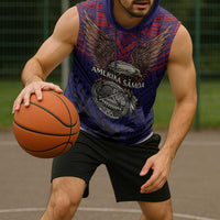 American Samoa Brave Eagle Personalized Sleeveless Hoodie National Flag Color - Polynesian Pride