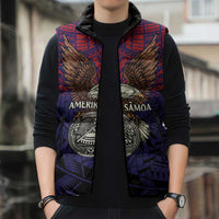 American Samoa Brave Eagle Personalized Sleeveless Puffer Jacket National Flag Color - Polynesian Pride