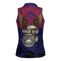 American Samoa Brave Eagle Personalized Women Sleeveless Polo Shirt National Flag Color