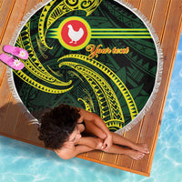 American Samoa Manua Cession Day Personalized Beach Blanket Polynesian Wave Style