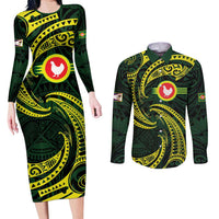 American Samoa Manua Cession Day Personalized Couples Matching Long Sleeve Bodycon Dress and Long Sleeve Button Shirt Polynesian Wave Style