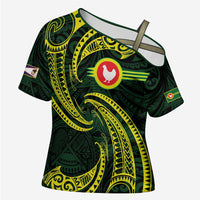 American Samoa Manua Cession Day Personalized Cross Shoulder Shirt Polynesian Wave Style - Polynesian Pride