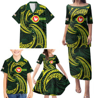 American Samoa Manua Cession Day Personalized Family Matching Puletasi and Hawaiian Shirt Polynesian Wave Style