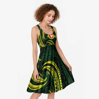 American Samoa Manua Cession Day Personalized Midi Dress Polynesian Wave Style - Polynesian Pride