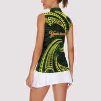 American Samoa Manua Cession Day Personalized Women Sleeveless Polo Shirt Polynesian Wave Style