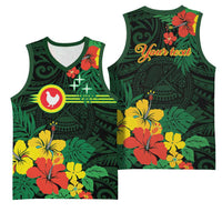 American Samoa Manu'atele Personalized Basketball Jersey Manua Island Hibiscus Flowers - Polynesian Pride