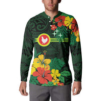 American Samoa Manu'atele Personalized Button Sweatshirt Manua Island Hibiscus Flowers