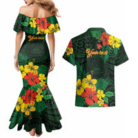 American Samoa Manu'atele Personalized Couples Matching Mermaid Dress and Hawaiian Shirt Manua Island Hibiscus Flowers