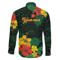 American Samoa Manu'atele Personalized Family Matching Off Shoulder Short Dress and Hawaiian Shirt Manua Island Hibiscus Flowers