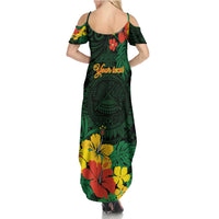 American Samoa Manu'atele Personalized Family Matching Summer Maxi Dress and Hawaiian Shirt Manua Island Hibiscus Flowers