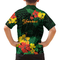 American Samoa Manu'atele Personalized Family Matching Tank Maxi Dress and Hawaiian Shirt Manua Island Hibiscus Flowers