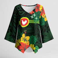 American Samoa Manu'atele Personalized Kimono Sleeve Blouse Manua Island Hibiscus Flowers - Polynesian Pride