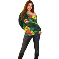American Samoa Manu'atele Personalized Off Shoulder Sweater Manua Island Hibiscus Flowers