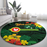 American Samoa Manu'atele Personalized Round Carpet Manua Island Hibiscus Flowers