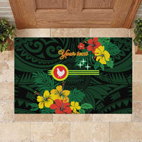 American Samoa Manu'atele Personalized Rubber Doormat Manua Island Hibiscus Flowers