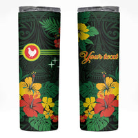 American Samoa Manu'atele Personalized Skinny Tumbler Manua Island Hibiscus Flowers