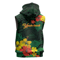 American Samoa Manu'atele Personalized Sleeveless Zip Hoodie Manua Island Hibiscus Flowers LT9 - Polynesian Pride