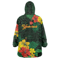 American Samoa Manu'atele Personalized Wearable Blanket Hoodie Manua Island Hibiscus Flowers