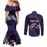 Manua Segaula American Samoa High School Personalized Couples Matching Mermaid Dress and Long Sleeve Button Shirt Polynesian Wave Style