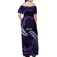 Manua Segaula American Samoa High School Personalized Off Shoulder Maxi Dress Polynesian Wave Style