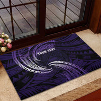 Manua Segaula American Samoa High School Personalized Rubber Doormat Polynesian Wave Style