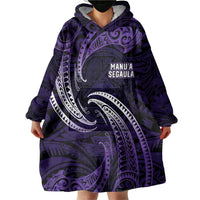 Manua Segaula American Samoa High School Personalized Wearable Blanket Hoodie Polynesian Wave Style