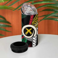 Ni-Van Vanuatu 45th Yumi Yumi Yumi 4 in 1 Can Cooler Tumbler Vanuatuan Boar Tusk Polynesian Pattern