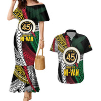 Ni-Van Vanuatu 45th Yumi Yumi Yumi Couples Matching Mermaid Dress and Hawaiian Shirt Vanuatuan Boar Tusk Polynesian Pattern