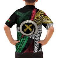 Ni-Van Vanuatu 45th Yumi Yumi Yumi Family Matching Off Shoulder Short Dress and Hawaiian Shirt Vanuatuan Boar Tusk Polynesian Pattern