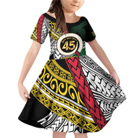 Ni-Van Vanuatu 45th Yumi Yumi Yumi Family Matching Off Shoulder Short Dress and Hawaiian Shirt Vanuatuan Boar Tusk Polynesian Pattern