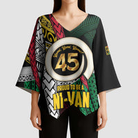 Ni-Van Vanuatu 45th Yumi Yumi Yumi Kimono Sleeve Blouse Vanuatuan Boar Tusk Polynesian Pattern - Polynesian Pride