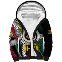 Ni-Van Vanuatu 45th Yumi Yumi Yumi Sherpa Hoodie Vanuatuan Boar Tusk Polynesian Pattern