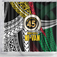 Ni-Van Vanuatu 45th Yumi Yumi Yumi Shower Curtain Vanuatuan Boar Tusk Polynesian Pattern