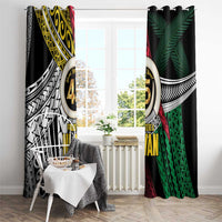 Ni-Van Vanuatu 45th Yumi Yumi Yumi Window Curtain Vanuatuan Boar Tusk Polynesian Pattern